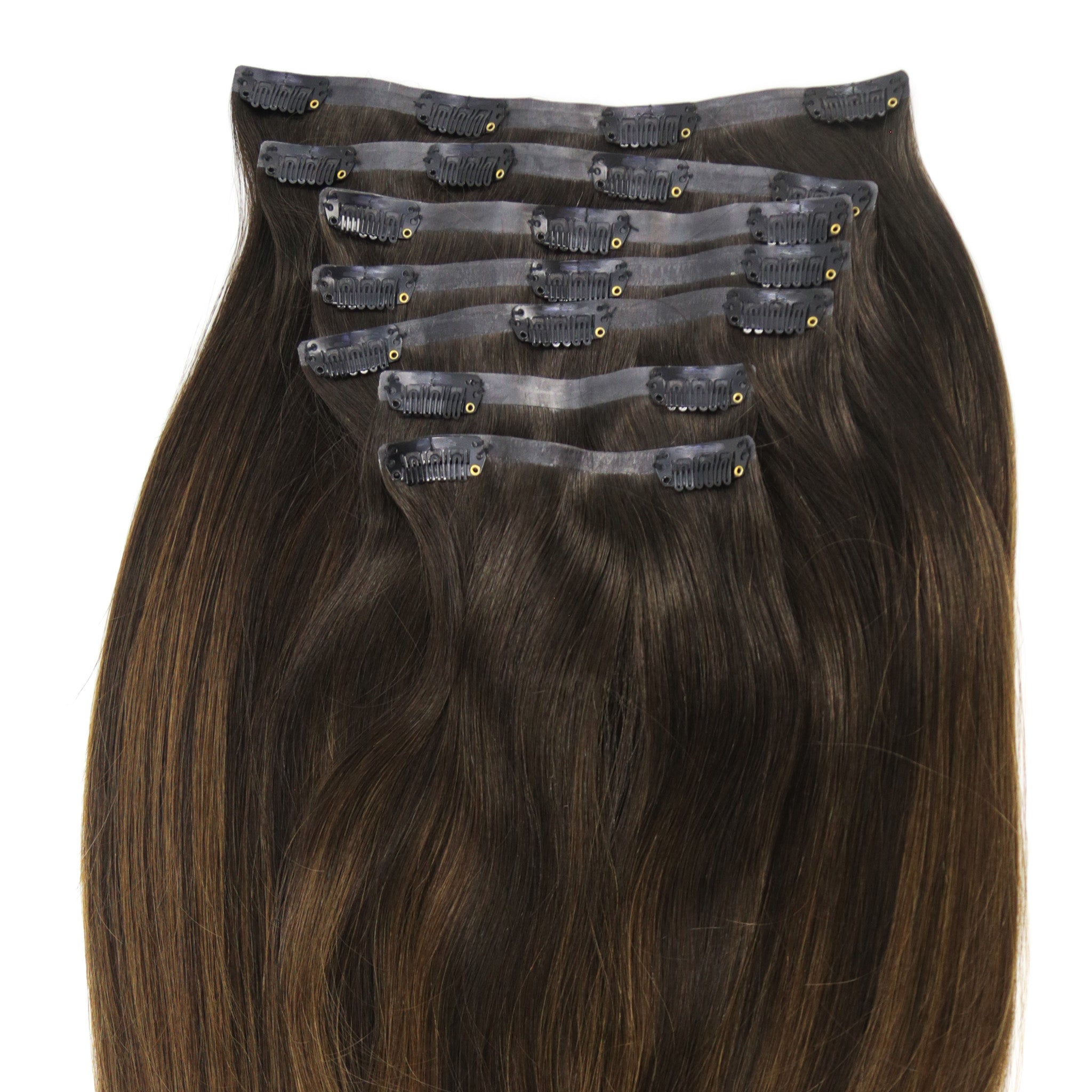 1B/4 Balayage Ultra Narrow Clip In Hair Extensions