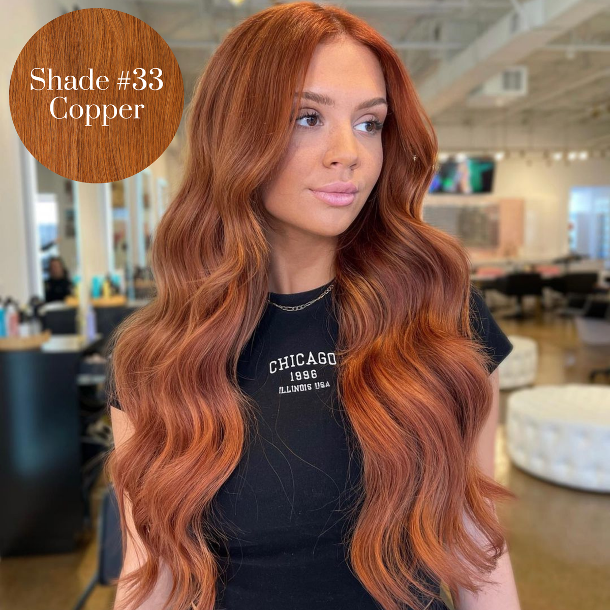 BAMBINA VIBRANT RED 
HAIR EXTENSIONS (#33) Full Shine Balayage Blonde Virgin Hair Tape in Hair  main image 2