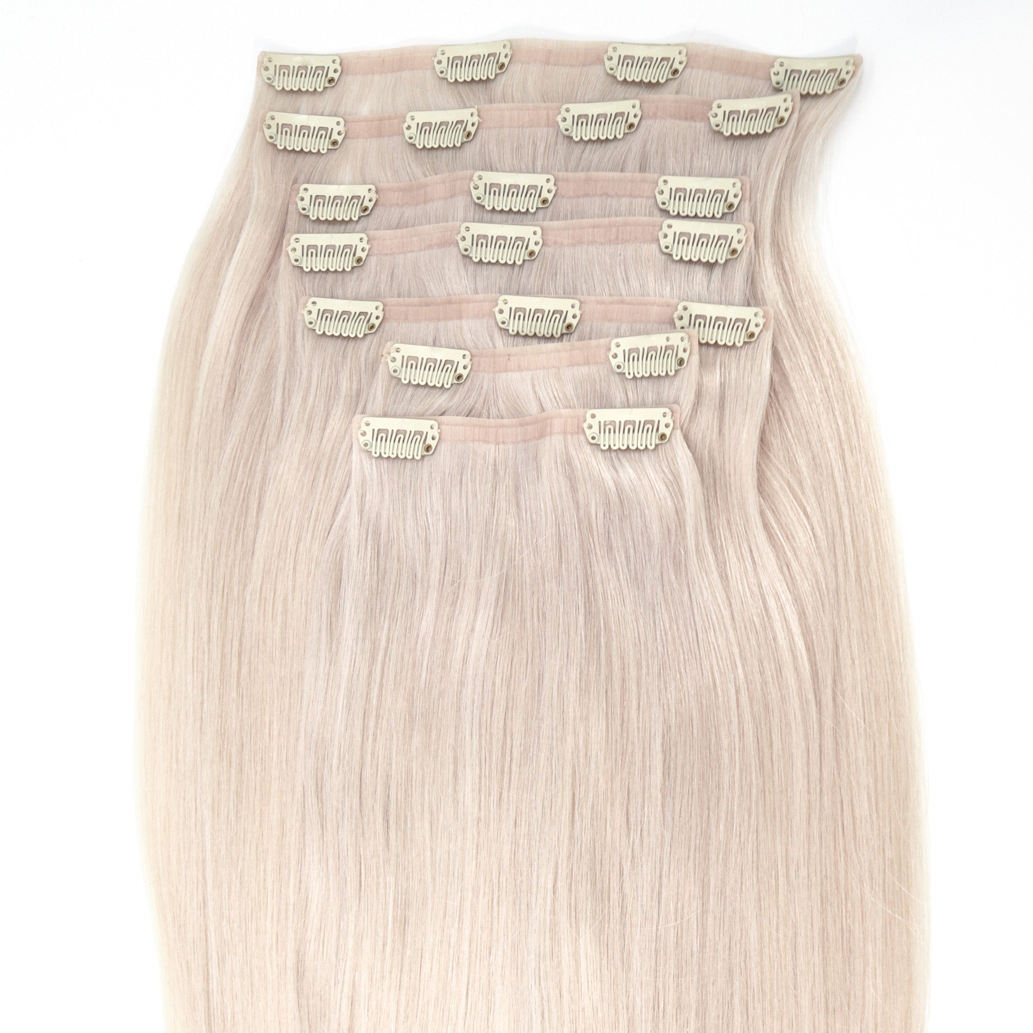 62 Ultra Narrow Clip In Hair Extensions - Icy Blonde