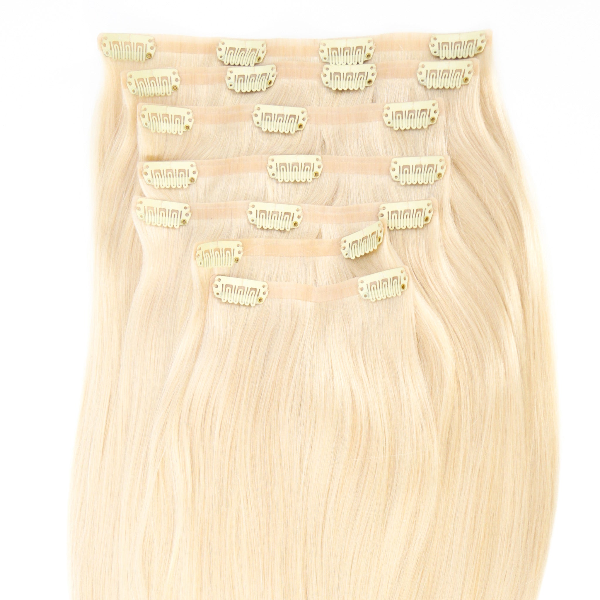 #60A Most Platinum Ash Blonde Ultra Narrow Clip In Hair Extension